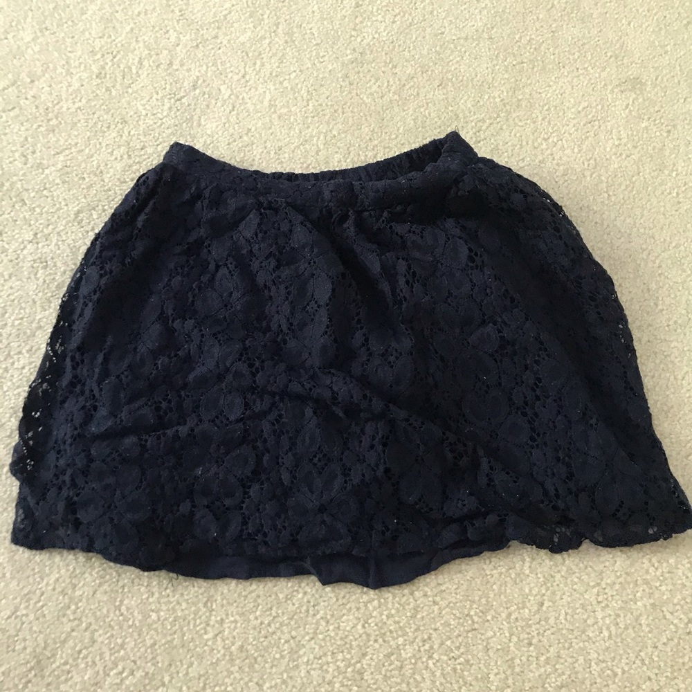 Girls Navy Abercrombie Lace Skirt